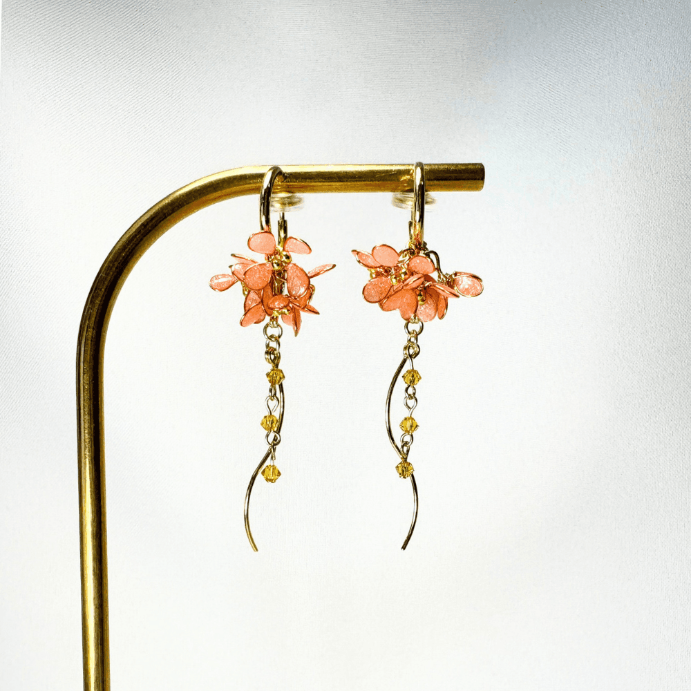 【金木犀/キンモクセイ】2wayフープイヤリング 揺れるオレンジ 金属アレルギー サージカルステンレス 受注生産 | 2枚目